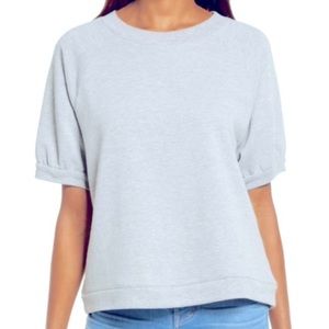 Madewelll Medium Blue Puff Short Sleeve Cotton Sweatshirt